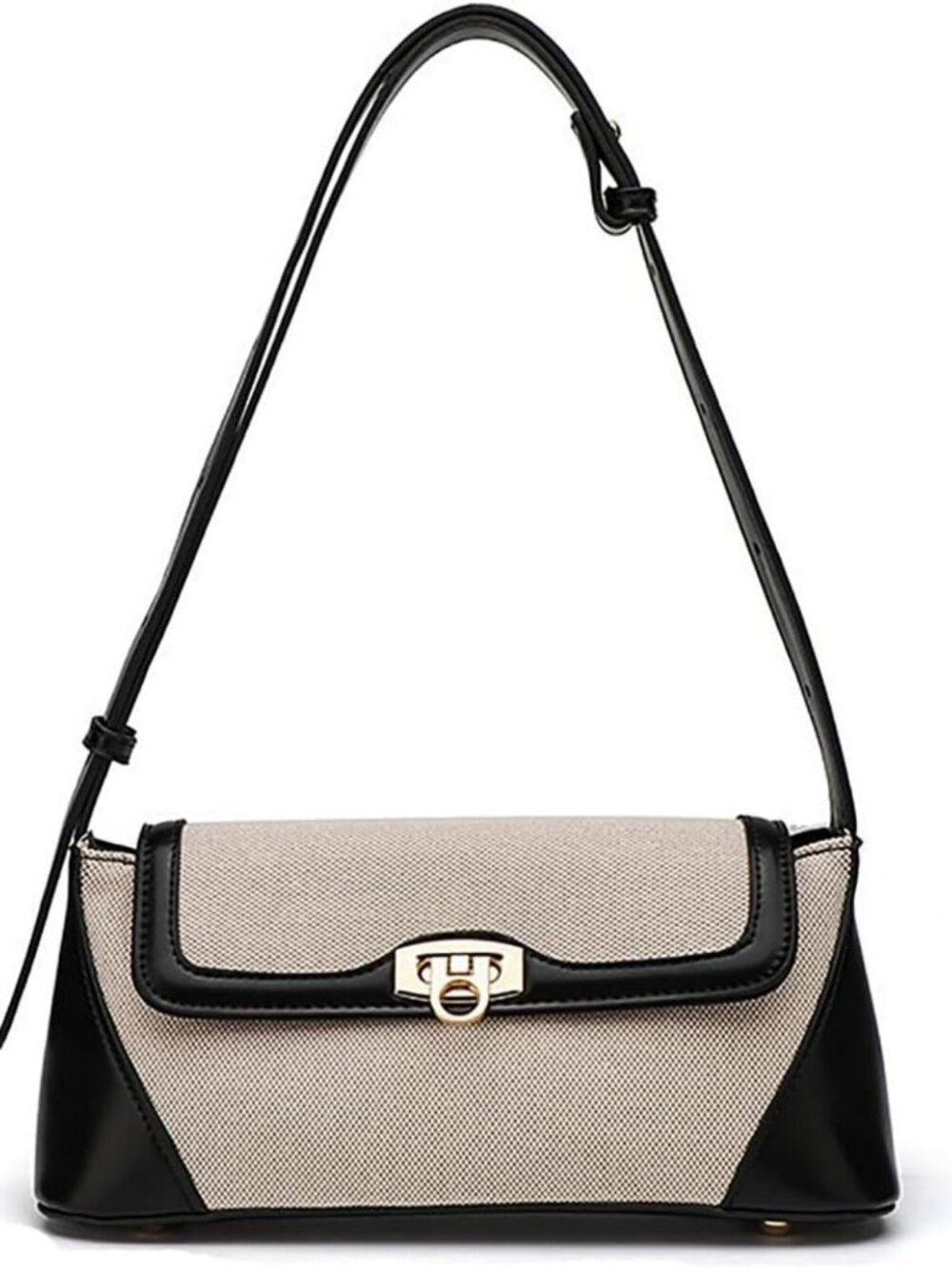 Chic Retro PU Leather Small Shoulder Bag, Hobo Tote Clutch with Buckle Closure